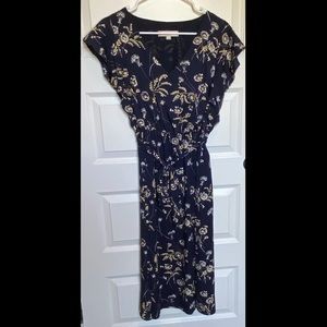 Loft Floral Midi Dress with Flutter Sleeve
